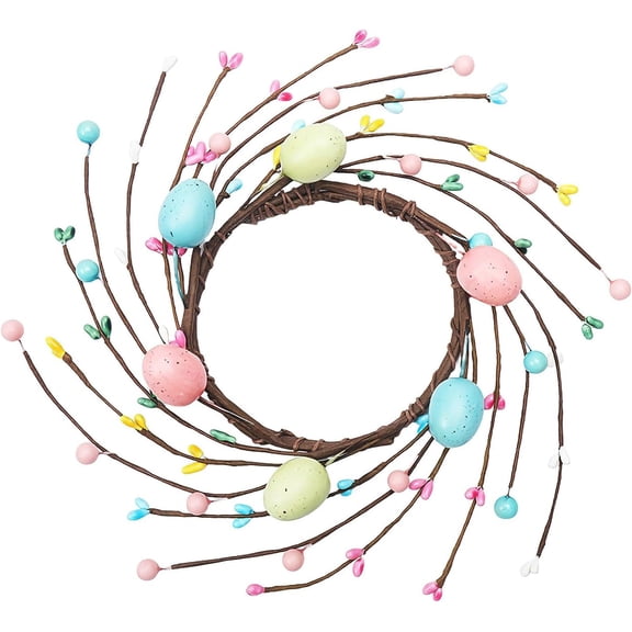 Easter Egg Candle Rings   Candle Rings Holder Wreaths Spring Egg and Pastel Pip Berry Candle Rings  Wide for Easter Spring Holiday Home Kitchen Table Cent(4pcs-L)