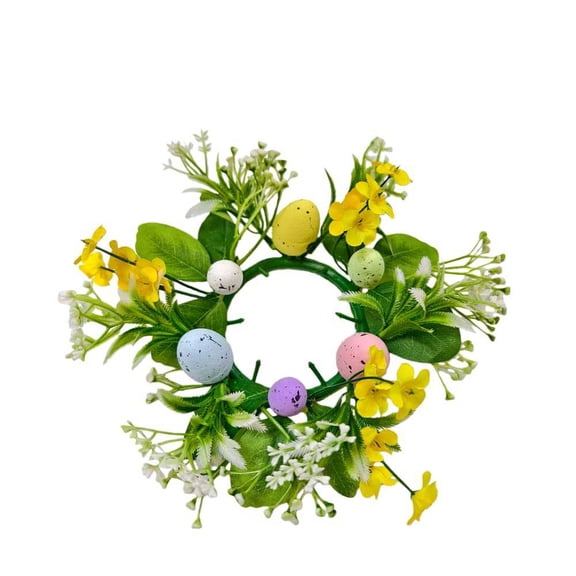 Easter Egg Candle Rings Wreaths Spring Egg and Pastel Pip Berry Flowers Candle Rings Mini Wreaths for Easter Wedding Holiday Party Table Centerpiece, 10in