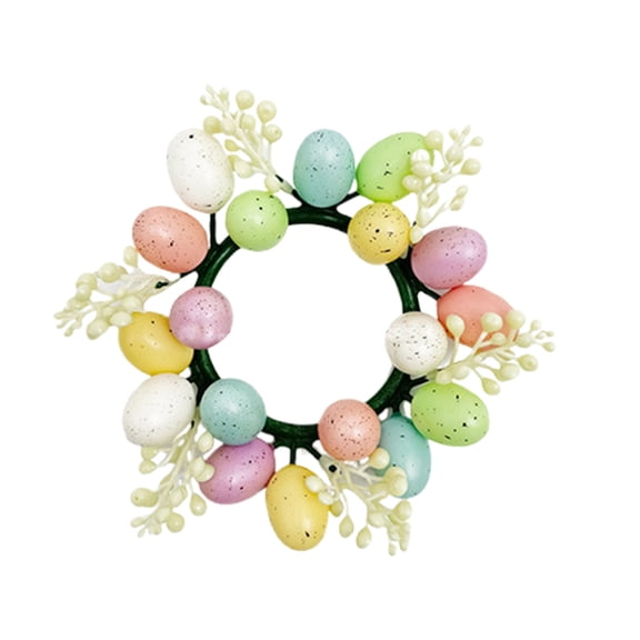 Easter Egg Candle Rings Wreaths Spring Egg and Pip Berry Candle Rings Artificial Easter Egg Candle Holder Mini Wreaths for Easter Spring Holiday Home Kitchen Table