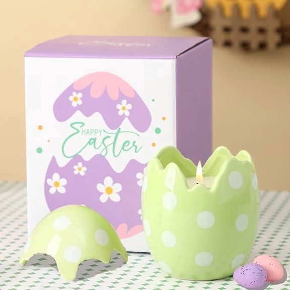 Easter Egg Candle, Vanilla Scented, Green, 8.5oz