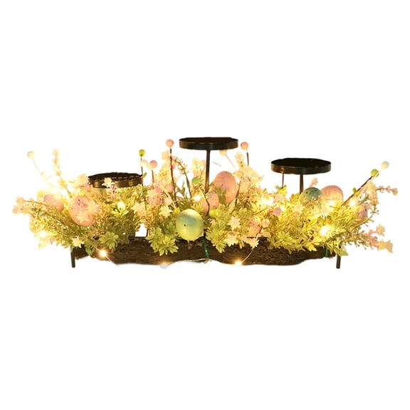 Easter Egg Candlestick Centerpiece – Multicolor Plastic Candle Holder with Lights for Table Decor, Easter Dinner, Wedding, or Holiday Party Decoration