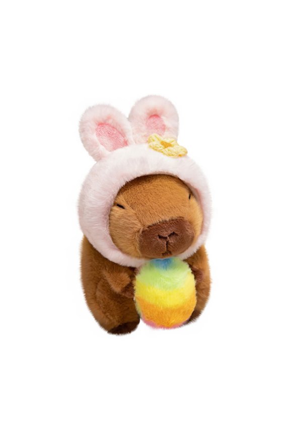 Easter Egg Capybara With Rabbit Hat Colorful Eggs Soft Plush Toys Cuddly Pillow Cushion Stuff Dolls Huggable Cushion Easter Stuffed Animals Valentine'S Day/Birthday/Holiday