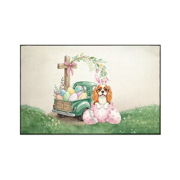 Easter Egg Cavalier King Charles Spaniel Bunny Ear Welcome Spring Truck Indoor Rug Dog Lover Gifts Carpet Living Bed Room Sofa Home Decor - 12002