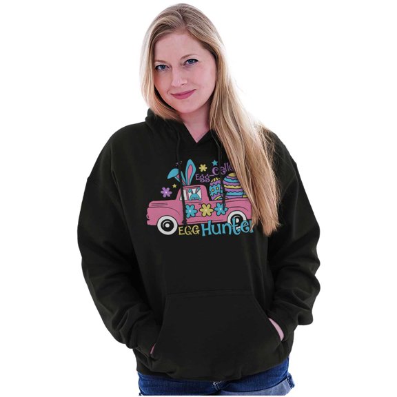 Easter Egg-Cellent Egg Hunter Truck Women Plus Size Graphic Pullover Hoodie Brisco Brands 4X