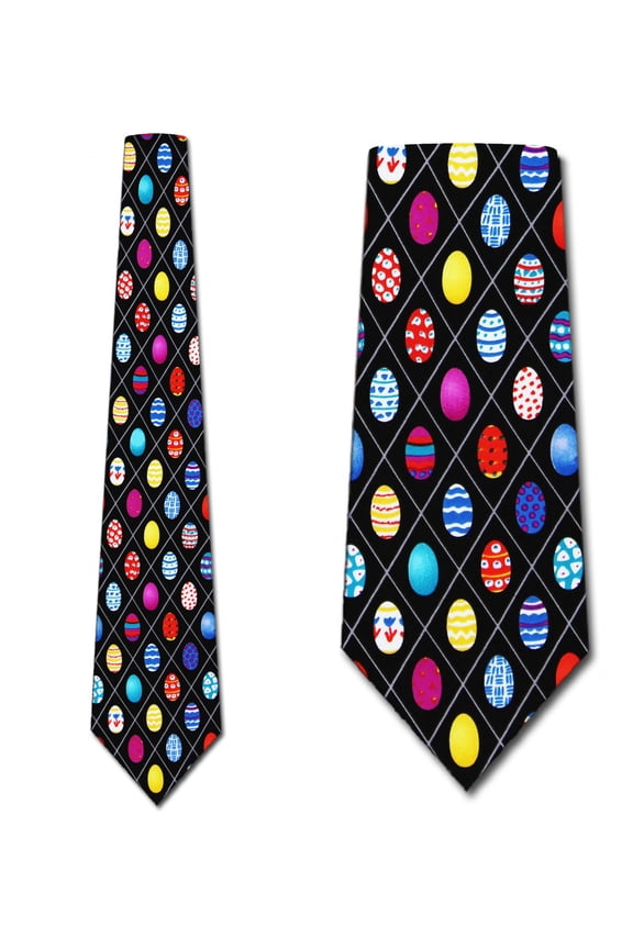 Easter Egg Chex  (Black) Necktie Mens Tie