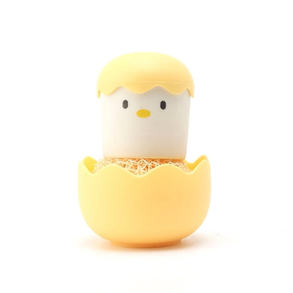 Easter Egg Cleaning Ball Kitchen Dishwashing Brush - Non-Falling Cute Chicken Handle, Detachable Steel Scouring Ball, Non-Scratch Pot Scrubber, 8x8x12cm