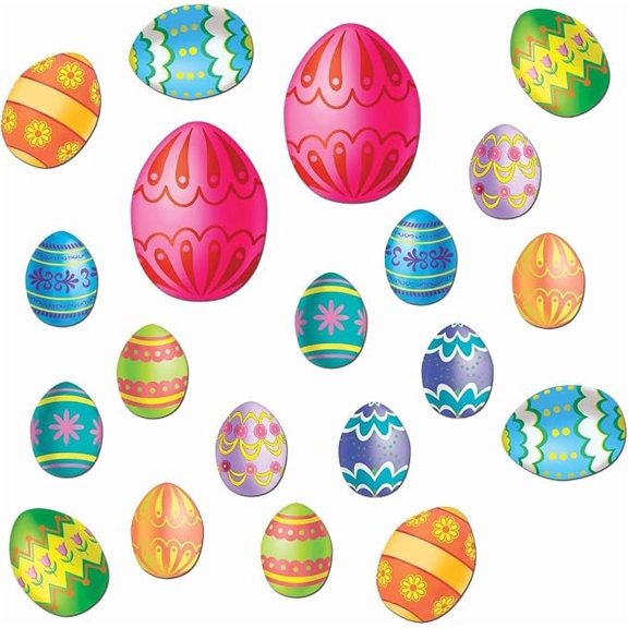 Easter Egg Cutouts, 20 Pieces Assorted Colorful Spring Holiday-Themed Paper Decorations