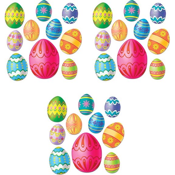 Easter Egg Cutouts, 30 Pieces Assorted Colorful Spring Holiday-Themed Paper Decorations