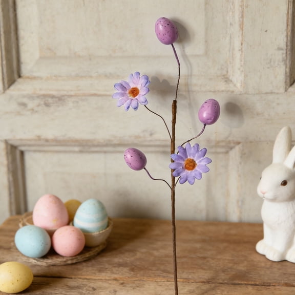 Easter Egg Daisy Sprigs, Artificial Flower Picks with Pastel Eggs for Easter Spring Home Decor