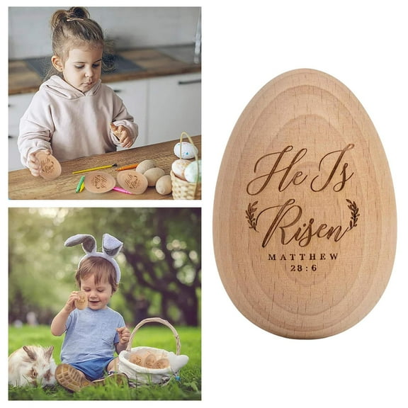 Easter Egg Decor Wooden He is resin Religious Home Decorations Tier Tray Christian Tabletop Centerpiece