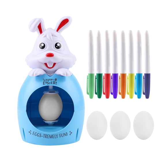 Easter Egg Decorating Kit with Bunny Spinner and 8 Vibrant Markers, Fun and Easy DIY Craft for Kids and Adults