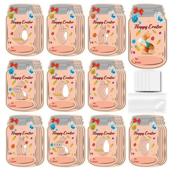 Easter Egg Decoration, Ongmies Easter Bunny Egg Greeting Card | Children's Classroom Exchange Card | Cute Handmade Diy Greeting Card | Holiday Celebration | Contains 24 Cards, Beige