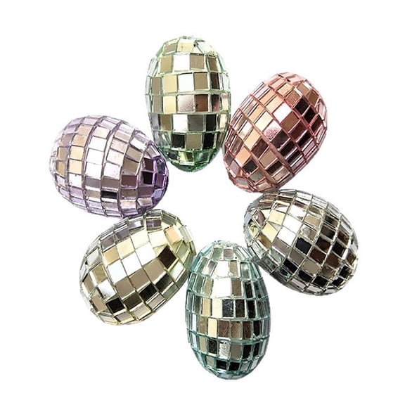 Easter Egg Decorations, 6PCS Multicolor Glass Mosaic Eggs for Spring Tree Ornament, Vase Filler and Table Centerpiece, Indoor Outdoor Hanging Decor for Holiday Parties and Seasonal Celebrations