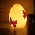 thumbnail image 1 of Easter Egg Decorations Spring Home Decor Handmade Hand Painted Real Wax Battery Operated Flameless LED Candle Kids’ Room Nursery Night Light Decorative Table Lamp Centerpiece with Timer Pink Butterfly, 1 of 6