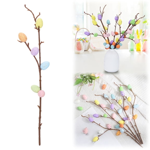 Easter Egg Decorative Stems Easter Egg Flowers Decorations Artificial Floral Picks for Tree Wreath Vase & Table Decor,Spring Branch Ornaments for Home Easter Decorations(A)