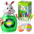 thumbnail image 1 of Easter Egg Decorator Kit - Eggs Painting Arts and Craft Set Includes Bunny Egg Decorating Spinner and 8 Colorful Quick Drying Non-Toxic Markers, 3 Plastic White Eggs, 1 of 6