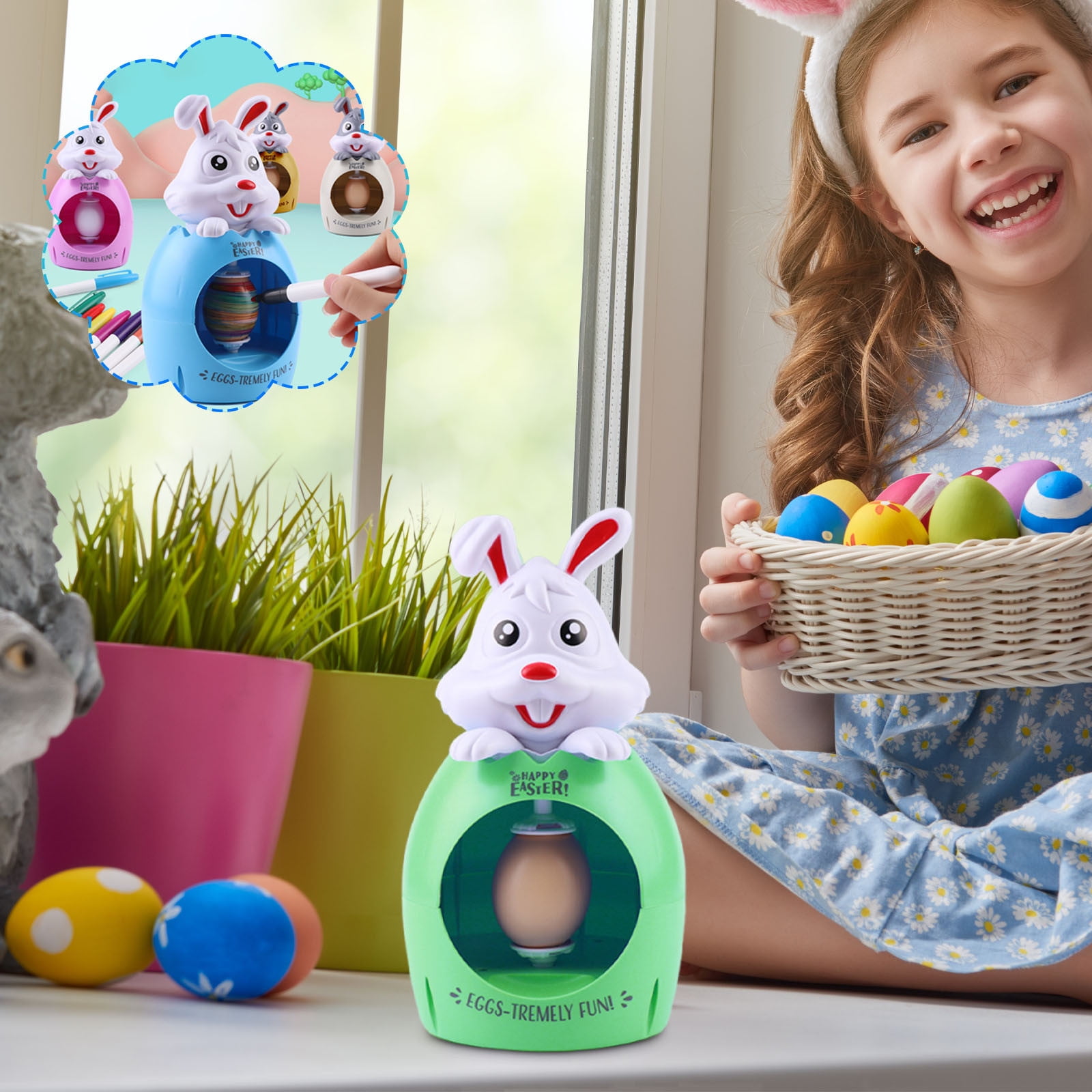 Easter Egg Decorator Kit - Includes Bunny Egg Decorating Spinner Arts ...
