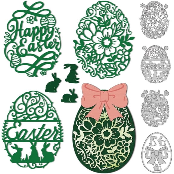 Easter Egg Die Cuts for Card Making Carbon Steel Frame Die Cuts Cutting Dies Rabbit Scrapbooking Embossing Template Dies for Easter Christmas Party Greeting Gift Photo Album Paper Craft for DIY