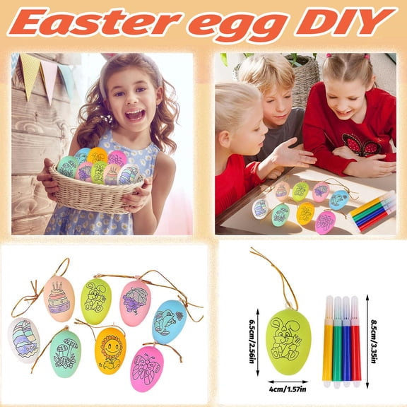 Easter Egg Diy Craft Kit, Art Supplies With 4 Colored Markers, Easter Party Favors For Teens & S, Easter Egg Painting Kit For Creative Activities