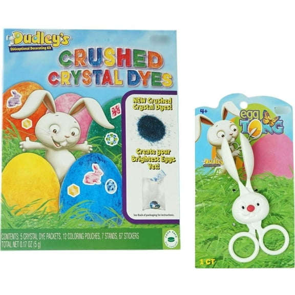 Easter Egg Dye Kit Bundle - Crushed Crystal Dye Kit with Bunny Egg Dipper Tong