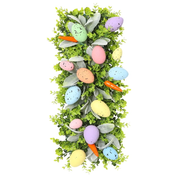 Easter Egg Eucalyptus Garland Table Decor, Colorful Speckled Eggs with Greenery Vine, Spring Holiday Centerpiece for Dining Table, Stair Railing, Front Door, Mantel, Party Home Decoration