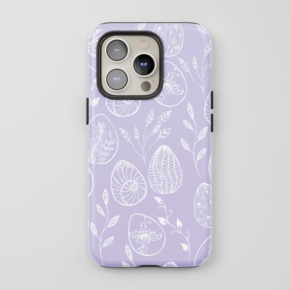 Easter Egg Floral For All iPhone Series Protective Phone Case Spring Pattern Lavender Purple