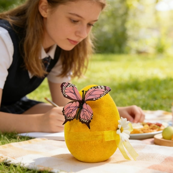 Easter Egg Garden Ornaments, Simulated Easter Egg Crafts, Outdoor Lawn Yard Decor, Spring Easter Holiday Garden Decorations(Purple)