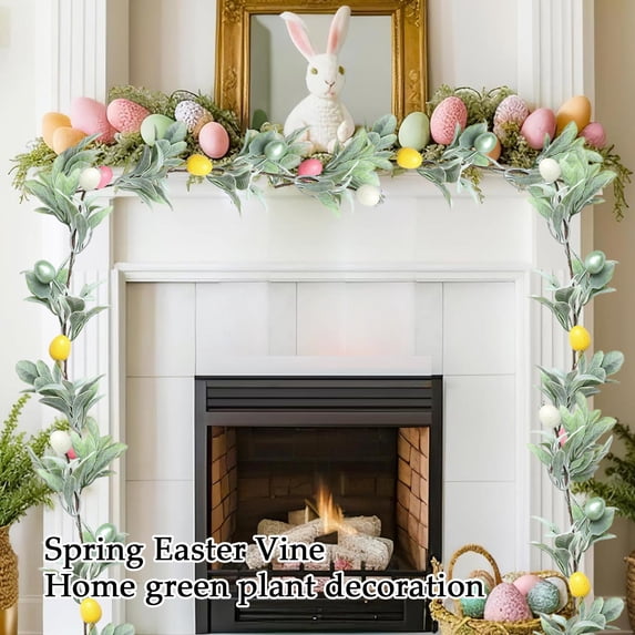 Easter Egg Garland 5.9Ft Spring Artificial Easter Colored Egg Garland for Mantle Easter Decoration for Holiday Parties Home Fireplace Table Indoor Outdoor