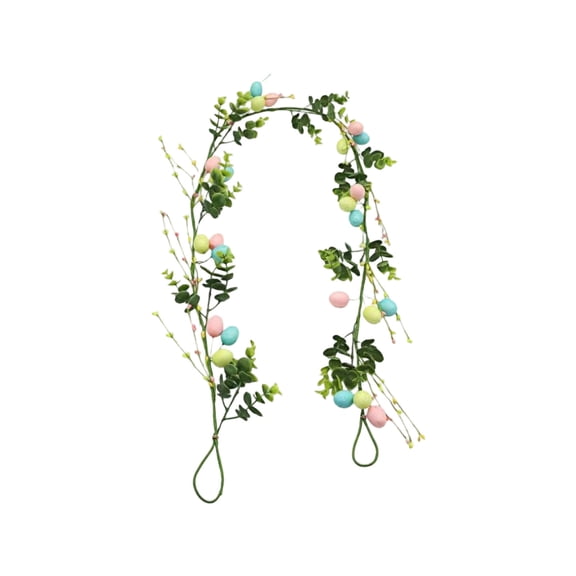 Easter Egg Garland, Artificial Floral Spring Garlands for Mantle Fireplace Garland for Spring Home Decor Easter Party Indoor Outdoor Decoration, 4.9ft