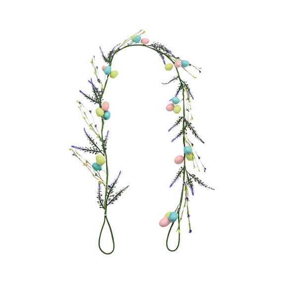 Easter Egg Garland, Artificial Floral Spring Garlands for Mantle Fireplace Garland for Spring Home Decor Easter Party Indoor Outdoor Decoration, 4.9ft