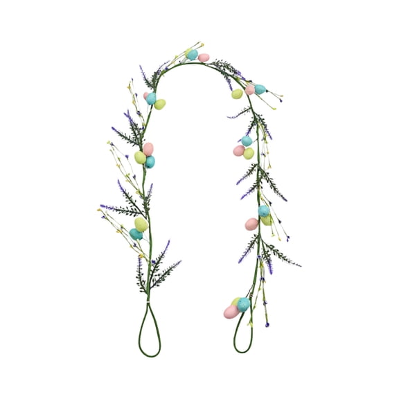Easter Egg Garland, Artificial Floral Spring Garlands for Mantle Fireplace Garland for Spring Home Decor Easter Party Indoor Outdoor Decoration, 4.9ft
