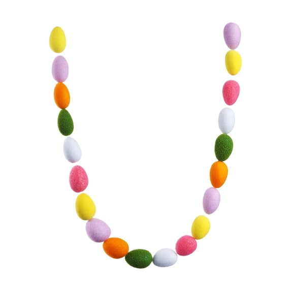 Easter Egg Garland Decoration with Feathers for Party Wall Hanging Colorful Festive Ornament Spring Home Decor