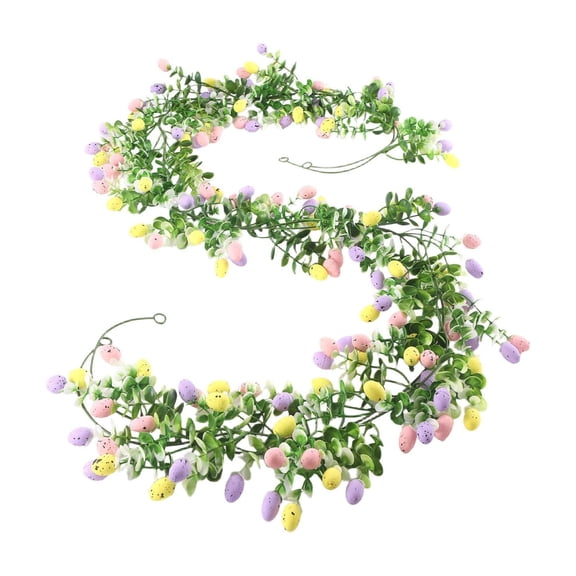 Easter Egg Garland for Mantle Spring Vine Flower Easter Garland Multi Colored Artificial Hanging Wall Decor for Tree Decoration, 6.9ft