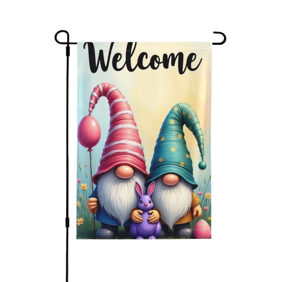 Easter Egg Gnome House Flag 12.5x18 Inch Double Sided For Outside Cute Bunny Colorful Welcome Spring Large Garden Flag Outdoor Easter Farmhouse Porch Decor 12-281 Flag