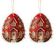 thumbnail image 1 of Easter Egg Hanging Ornaments, 2D Flat Hanging Pendant, for Easter Tree Basket Party Favors Supplies Holiday House Decoration, Red, 1 of 6