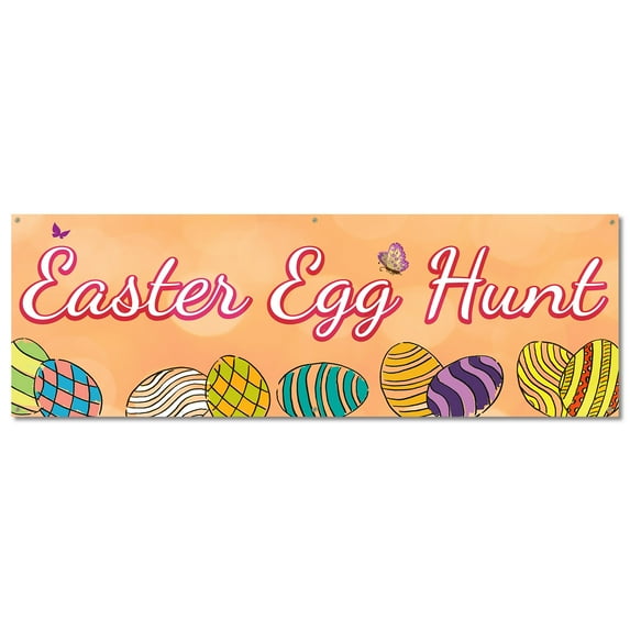 Easter Egg Hunt | 24" X 72" Banner | Outdoor Vinyl Sign With Grommets | Happy Bunny Basket Advertising Displays | Made in The USA