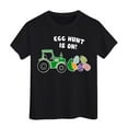 thumbnail image 1 of Easter Egg Shirts for Kids Short Sleeve Cute Tractor Eggs Graphic Tees for Holiday Parties, Parades, Daily Wear Black, 6-7 Years, 1 of 4