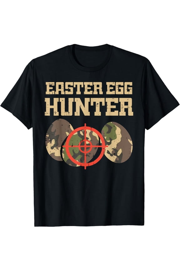 Easter Egg Hunter Camo Funny Hunting Boys Girls Kids Toddler T-Shirt- 2026 Easter Soft Casual Cotton Short Sleeve T-Shirt Easter Bunny & Eggs Lightweight Graphic Holiday Tee