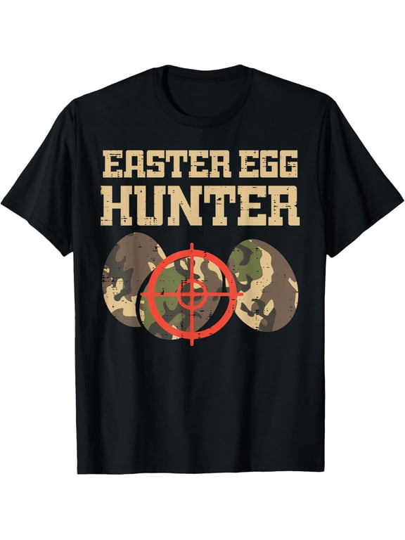 Easter Egg Hunter Camo Funny Hunting Boys Girls Kids Toddler T-Shirt men and women can wear, black, white, gifts