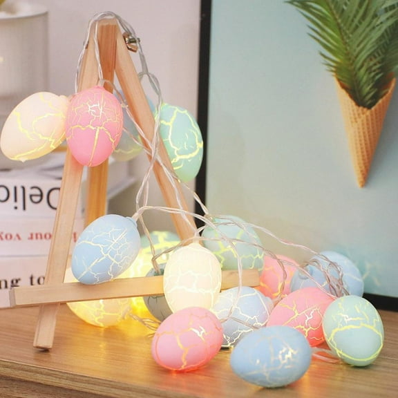 Easter Egg LED String Lights, 10FT Decorative Lights with 20 Crackle Egg Lamps, Battery Powered (Batteries Not Included)