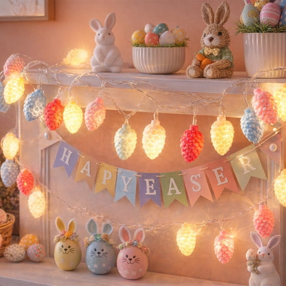 Easter Egg LED String Lights – 5ft 10 Multicolor Cracked Egg Lights with Battery Box – Flexible Wire Easter Lights for Indoor Outdoor Holiday Decor, Party, Bedroom