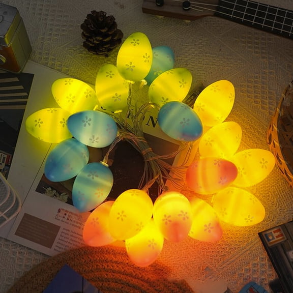 Easter Egg LED String Lights – Colorful Plastic Egg-Shaped Holiday Lights, 59in Indoor Decorative Lighting for Home, Party, Wall, Table, and Spring Festival Decor