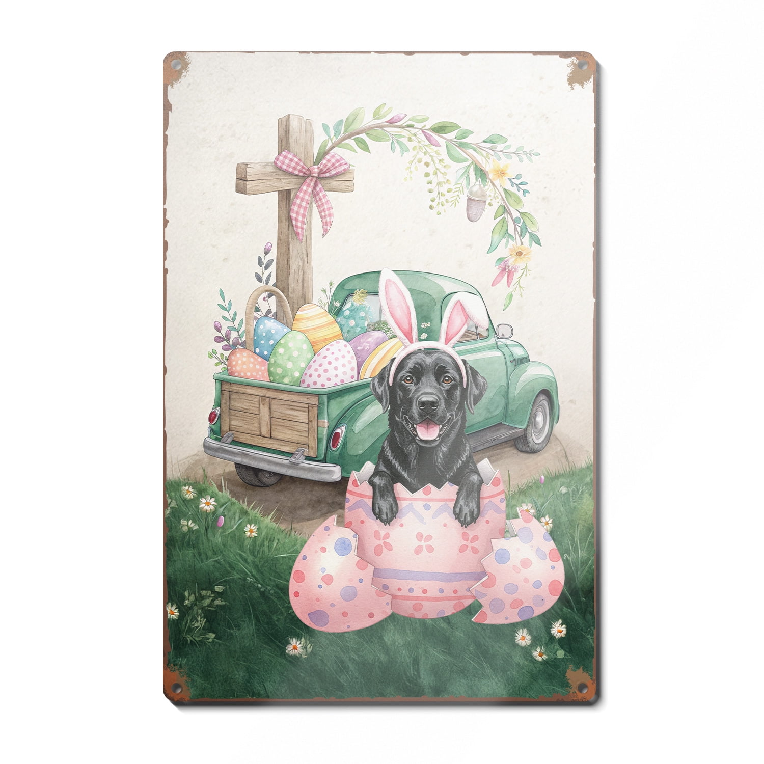 Easter Egg Labrador Retriever Bunny Ear Welcome Spring Truck Vertical ...