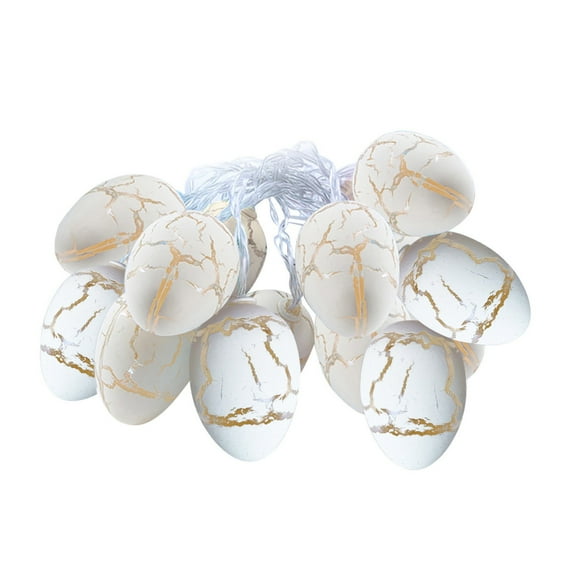 Easter Egg Lights, 4.9ft 10 LED Pastel Lights, Steady On Easter Eggs Ornaments Battery Powered Pastel Fairy Lights String for Easter, Party, Home Decorations, White Wire