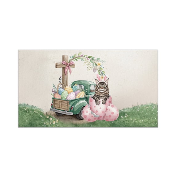 Easter Egg Maine Coon Bunny Ear Welcome Spring Truck Doormat Cat Lover Kitten Owner Gifts Indoor Outdoor Welcome Mat - 12002