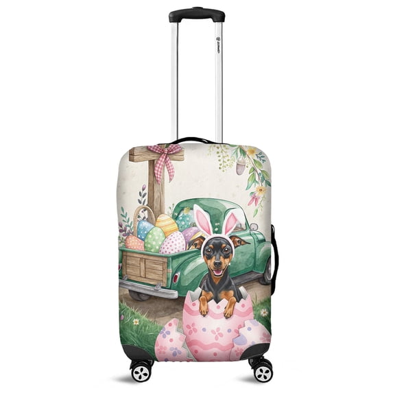 Easter Egg Miniature Pinscher Bunny Ear Welcome Spring Truck Travel Luggage Cover Mini Pin Dog Lover Suitcase Dust Protective Decor - 12002