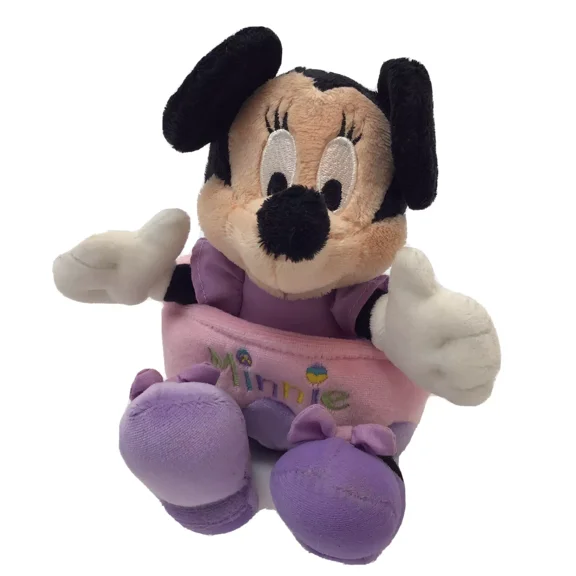 Easter Egg Minnie Mouse Pink Purple Embroidered Pouch Disney Plush 7" Toy Lovey