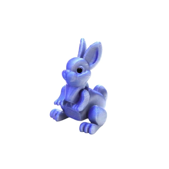 Easter Egg Ornament, 3D Printed Rabbit-Shaped Desktop Decor with Hinged Design – Blue-Silver Gradient Finish, Festive Spring & Easter Gift