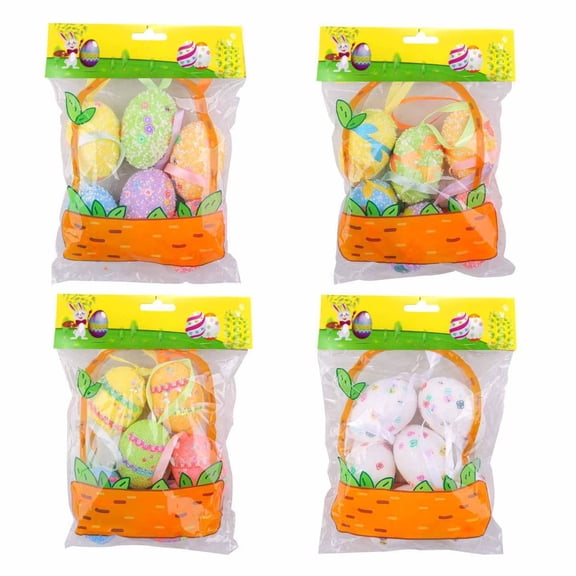 Easter Egg Ornaments Hanging Ornament Set of 6 Colorful Hanging Foam Sequins Easter Egg 6 Pcs Resurrection Glitter Bunny Ornament for Easter Home Party Supplies Tree Decoration