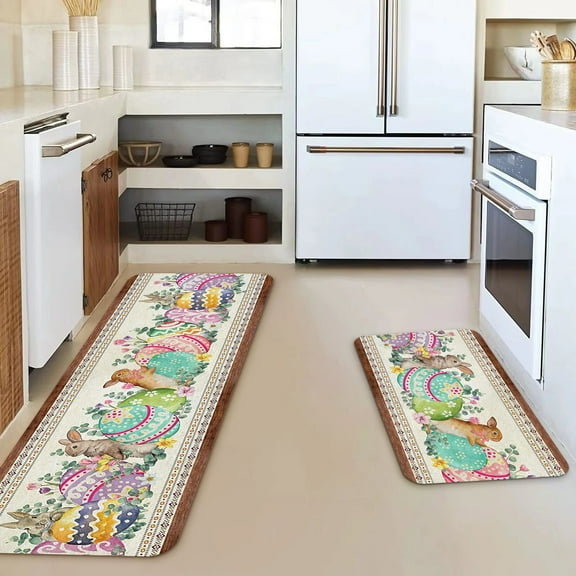 Easter Egg Painted Kitchen Mat A Festival Decorative Carpet For Entrance And Doorway